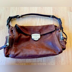 Brown leather Prada handbag